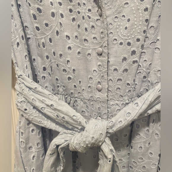 Main strip light blue dress lace eyelet Medium New with tags button down spring - Picture 10 of 15